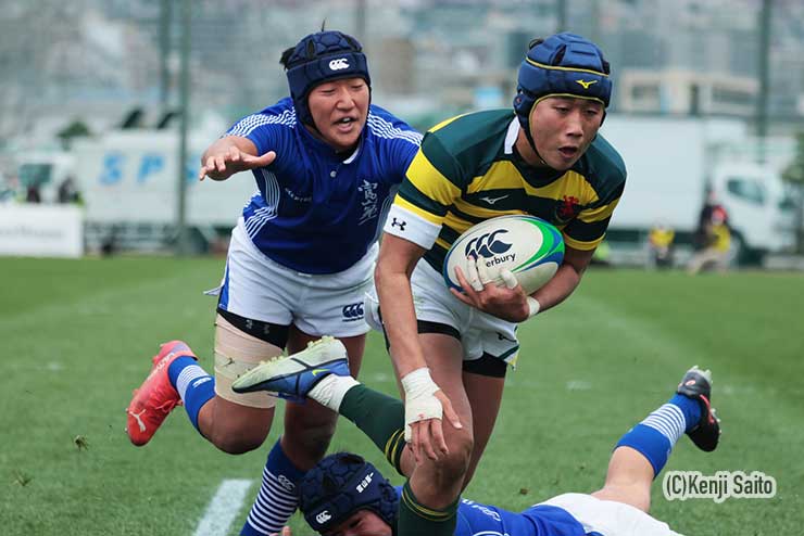 大津緑洋13番CTB磯野（2年）のトライ