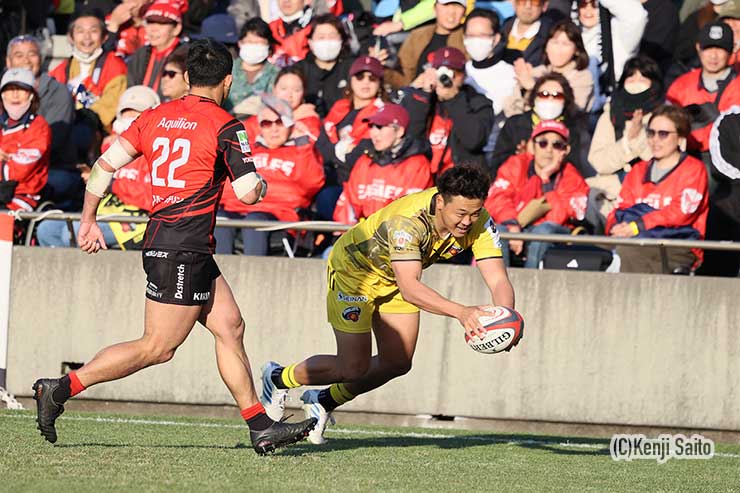 後半28分、尾崎秦雅のトライ